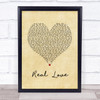 Jess Glynne Real Love Vintage Heart Song Lyric Wall Art Print