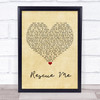 Marshmello Rescue Me Vintage Heart Song Lyric Wall Art Print