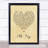 Alan Jackson I'll Try Vintage Heart Song Lyric Wall Art Print