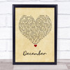 All About Eve December Vintage Heart Song Lyric Wall Art Print