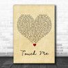 Dj Rui Da Silva Touch Me Vintage Heart Song Lyric Wall Art Print