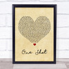 JLS One Shot Vintage Heart Song Lyric Wall Art Print