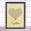 O C Smith Together Vintage Heart Song Lyric Wall Art Print