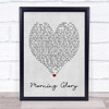 Morning Glory Oasis Grey Heart Song Lyric Music Wall Art Print