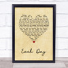 Simply Red Each Day Vintage Heart Song Lyric Wall Art Print