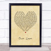 The Stone Roses One Love Vintage Heart Song Lyric Wall Art Print