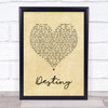 Jim Brickman Destiny Vintage Heart Song Lyric Wall Art Print