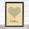 Khalid Motion Vintage Heart Song Lyric Wall Art Print