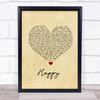 Secrets in Stereo Happy Vintage Heart Song Lyric Wall Art Print