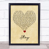 Barry Manilow Stay Vintage Heart Song Lyric Wall Art Print