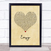 Camila Cabello Easy Vintage Heart Song Lyric Wall Art Print