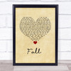 Kolby Cooper Fall Vintage Heart Song Lyric Wall Art Print