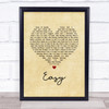 Lionel Richie Easy Vintage Heart Song Lyric Wall Art Print