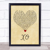 Beyoncé XO Vintage Heart Song Lyric Wall Art Print