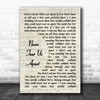 INXS Never Tear Us Apart Vintage Script Song Lyric Wall Art Print