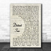 Crowded House Distant Sun Vintage Script Song Lyric Wall Art Print