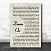 Aerosmith Dream On Vintage Script Song Lyric Wall Art Print