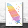 Birdy Wings Watercolour Feather & Birds Song Lyric Wall Art Print