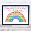 Harry Lauder Keep Right On To The End Of The Road Watercolour Rainbow & Clouds Song Lyric Wall Art Print