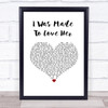 Stevie Wonder I Was Made To Love Her White Heart Song Lyric Wall Art Print