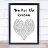 Callum Scott & Leona Lewis You Are The Reason White Heart Song Lyric Wall Art Print