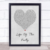 Shawn Mendes Life Of The Party Grey Heart Song Lyric Music Wall Art Print