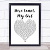 Tom Petty And The Heartbreakers Here Comes My Girl White Heart Song Lyric Wall Art Print