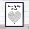 Janis Joplin Piece Of My Heart White Heart Song Lyric Wall Art Print