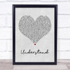 Shawn Mendes Understand Grey Heart Song Lyric Music Wall Art Print