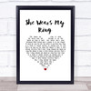 Solomon King She Wears My Ring White Heart Song Lyric Wall Art Print