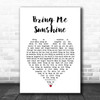 Willie Nelson Bring Me Sunshine White Heart Song Lyric Wall Art Print