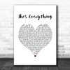 Brad Paisley She's Everything White Heart Song Lyric Wall Art Print