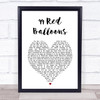 Nena 99 Red Balloons White Heart Song Lyric Wall Art Print
