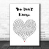 Will Young You Don't Know White Heart Song Lyric Wall Art Print