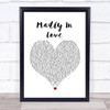 Bros Madly In Love White Heart Song Lyric Wall Art Print