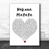 Elton John Jimmy Cliff Hakuna Matata White Heart Song Lyric Wall Art Print