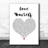 Justin Bieber Love Yourself White Heart Song Lyric Wall Art Print