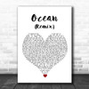 KAROL G & Jessie Reyez Ocean (Remix) White Heart Song Lyric Wall Art Print