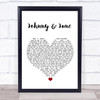 The Hadleys Johnny & June White Heart Song Lyric Wall Art Print