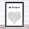 Pantera I'm Broken White Heart Song Lyric Wall Art Print