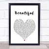 Bazzi Beautiful White Heart Song Lyric Wall Art Print