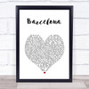 Ed Sheeran Barcelona White Heart Song Lyric Wall Art Print