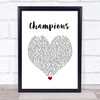 James Blunt Champions White Heart Song Lyric Wall Art Print