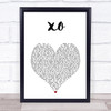 Beyonce XO White Heart Song Lyric Wall Art Print