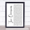 Silk Two Occasions White Script Song Lyric Wall Art Print