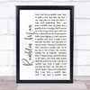 The Allman Brothers Band Ramblin' Man White Script Song Lyric Wall Art Print