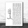 M-Beat Incredible White Script Song Lyric Wall Art Print