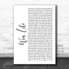 Luke Bryan Win Life White Script Song Lyric Wall Art Print