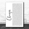 2Pac Changes White Script Song Lyric Wall Art Print