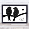 Any Song Lyrics Custom Lovebirds Black & White Song Lyric Print